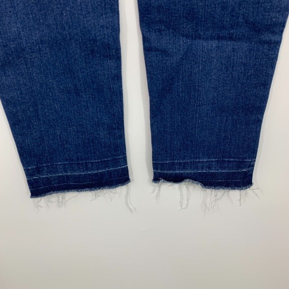 Michael Kors Jeans Izzy Skinny Blue Denim Raw Fray Hem Mid Rise - Picture 8 of 9